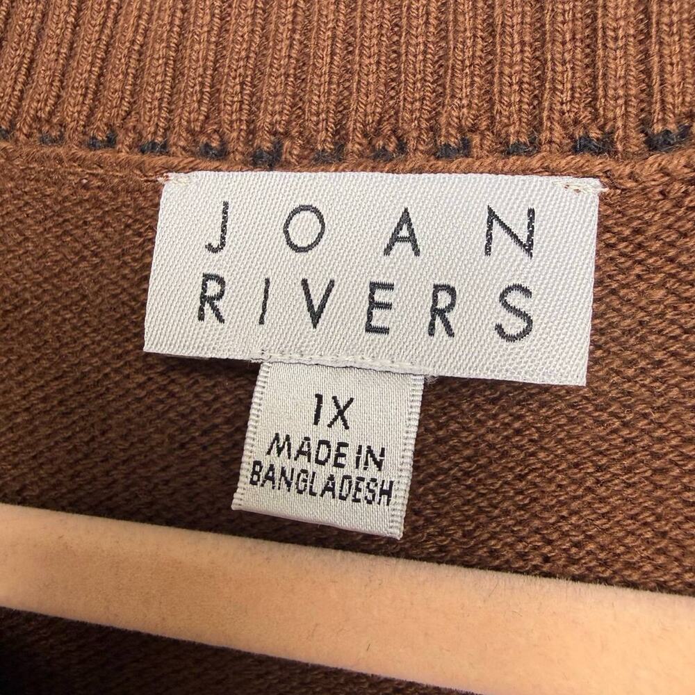 Joan Rivers Womens 1X Sweater Brown Snowflake Knit Long Sleeve Crew Neck NWOT - Picture 4 of 8